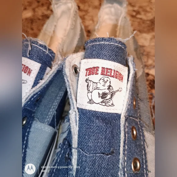 True Religion Laceless Cancas Slip-On Sneakers Blue 8us - Picture 3 of 12